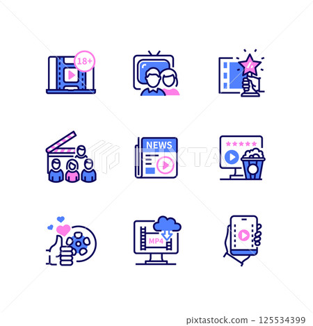 Cinema - modern line design style icons set 125534399