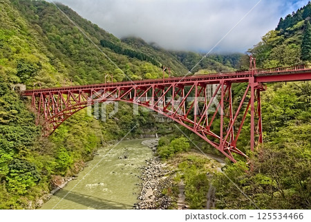 被新綠環繞的黑部峽谷鐵路橋 125534466