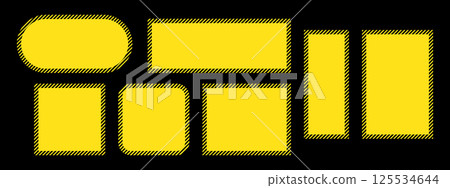 Caution safety frame set with yellow and black tape. Warning tape frames in square, rectangle, and rounded shapes. Perfect for danger signs, construction notices, and emergency backgrounds. Caution safety frame set with yellow and black tape. Warning tape frames in square, rectangle, and rounded shapes. Perfect for danger signs, construction notices, and emergency backgrounds. 125534644
