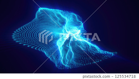 Dynamic blue energy waves twisting in a dark space, illustrating futuristic and technology-inspired visuals with a glowing aura Dynamic blue energy waves twisting in a dark space, illustrating futuristic and technology-inspired visuals with a glowing aura 125534718