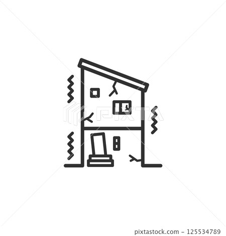 Illustration of a house damaged by an earthquake Illustration of a house damaged by an earthquake 125534789