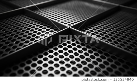Silver and metal background, perforated pattern 125534940