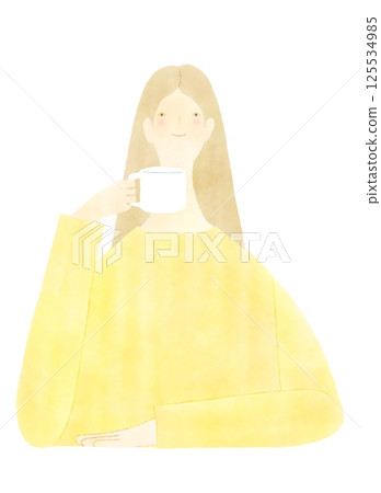 喝咖啡和茶的女人 125534985