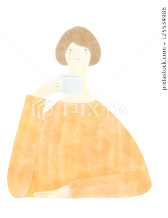 喝咖啡和茶的女人 喝咖啡和茶的女人 125534986