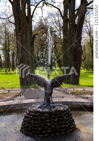 Fountain in the park in Zagare manor, Lithuania 125535052