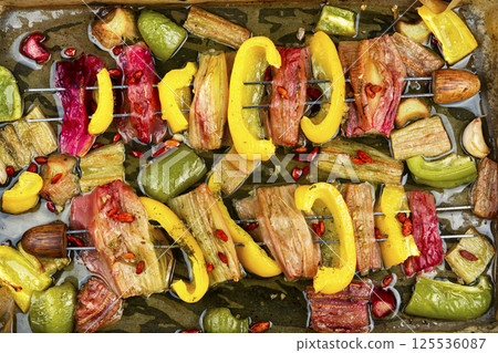 BBQ Vegetable Skewers. 125536087