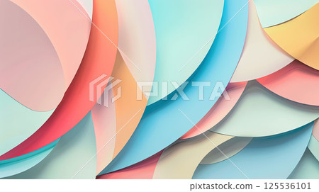 Geometric pattern on paper with overlapping shapes. Pastel gradient colors and modern abstract design 125536101