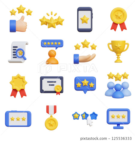 Review Rating 3D Icon Set 125536333