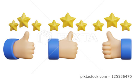 Thumb Hand and Star Rating Review 3D Icon Thumb Hand and Star Rating Review 3D Icon 125536470