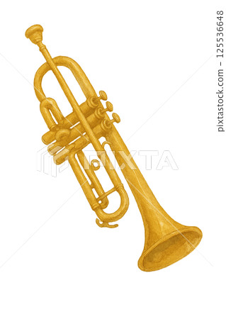 Simple illustration of a trumpet (musical instrument, daily necessities) 125536648