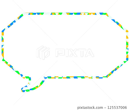 Stained glass style speech bubble, triangular pattern, elongated octagon Stained glass style speech bubble, triangular pattern, elongated octagon 125537006