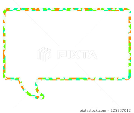 Stained glass style speech bubble, triangle pattern, square 125537012