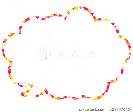 彩色玻璃風格的對話泡泡,三角形圖案,圓形雲形 彩色玻璃風格的對話泡泡,三角形圖案,圓形雲形 125537040