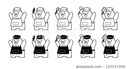 Bear polar icon vector chef cooking bakery baked food cartoon character teddy pet logo symbol illustration clip art isolated 125537309