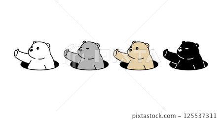 Bear polar icon vector thumbs up teddy pet hole cartoon character logo symbol illustration clip art isolated 125537311