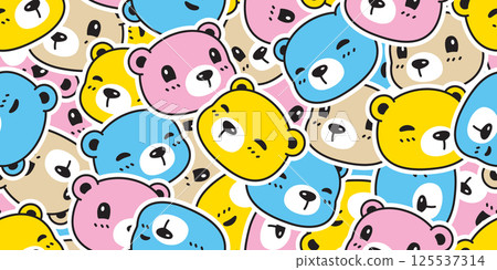bear seamless pattern polar bear face pastel vector head cartoon doodle teddy tile background gift wrapping paper repeat wallpaper scarf isolated illustration design bear seamless pattern polar bear face pastel vector head cartoon doodle teddy tile background gift wrapping paper repeat wallpaper scarf isolated illustration design 125537314