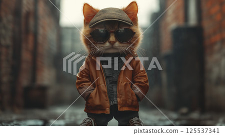 Cute cat in clothes 125537341