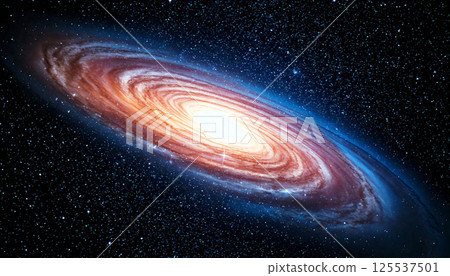 swirling galaxy with bright stars twinkling across black void creates mesmerizing outer space scene. galaxy vibrant colors and luminous center evoke sense of wonder swirling galaxy with bright stars twinkling across black void creates mesmerizing outer space scene. galaxy vibrant colors and luminous center evoke sense of wonder 125537501