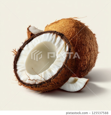 Realistic Coconut on White Background 125537588