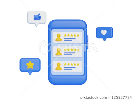 Smartphone and star review icon 3D graphic 125537754