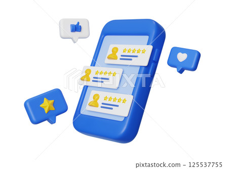 Smartphone and star review icon 3D graphic 125537755
