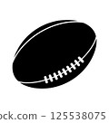 Rugby ball monochrome icon illustration (vector, cutout) Rugby ball monochrome icon illustration (vector, cutout) 125538075