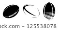 Rugby ball monochrome icon illustration set (vector, cutout) Rugby ball monochrome icon illustration set (vector, cutout) 125538078