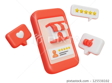 Smartphone and store market service review 3D graphics 125538102