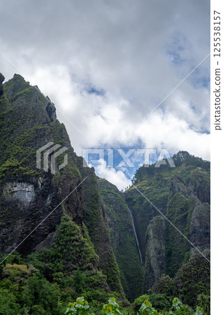 Vaipo waterfall in Hakaui valley, Nuku Hiva, French Polynesia wild nature 125538157