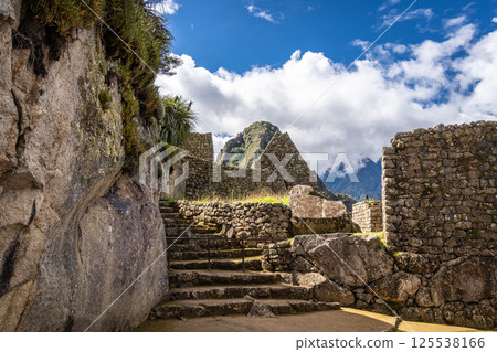 Ancient terraces and stone walls inside the Machu Picchu site in Peru Ancient terraces and stone walls inside the Machu Picchu site in Peru 125538166