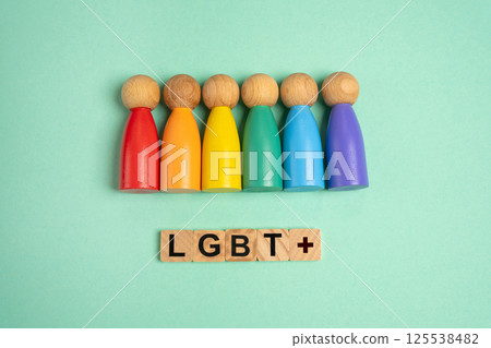 Multicolored figures of people - LGBT representatives concept. Find yourself in the list of sexual orientations. Self-identification, exploring sexual orientations, and embracing personal identity. 125538482