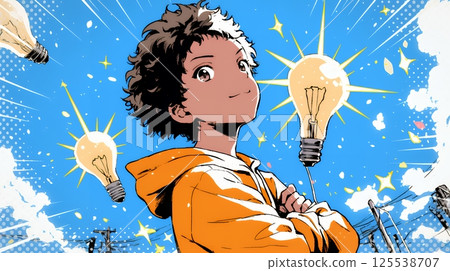 The moment when a positive and brilliant idea came to mind 125538707