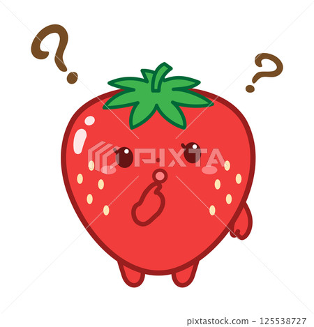 Icon illustration of a strawberry character with a troubled expression Icon illustration of a strawberry character with a troubled expression 125538727