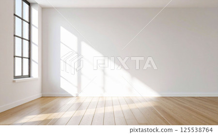房間牆壁為白色，鋪有木地板，自然光線柔和。 125538764
