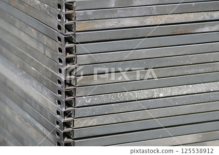 Scaffolding and materials for exterior wall construction 125538912