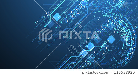 Abstract circuit board background with sphere. Hi-tech digital technology concept. Vector. 125538929