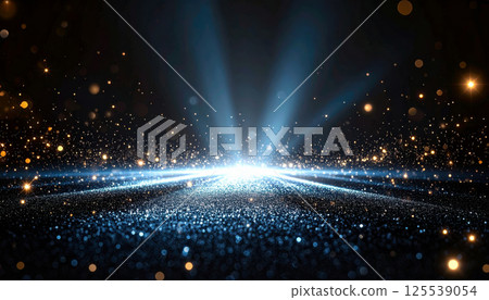 mesmerizing display of glittering lights and particles creates luminous atmosphere in dark blue gradient background, evoking sense of wonder and magic mesmerizing display of glittering lights and particles creates luminous atmosphere in dark blue gradient background, evoking sense of wonder and magic 125539054