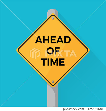 Ahead of the pack concept showed with yellow traffic sign 125539681