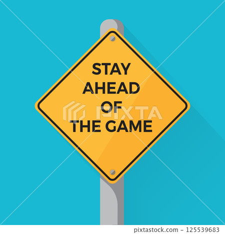 Ahead of the pack concept showed with yellow traffic sign 125539683