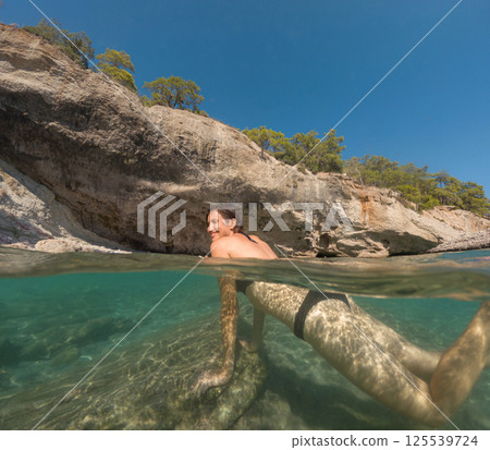 Sea summer landscape. Travel and Holiday concept. Sea summer landscape. Travel and Holiday concept. 125539724