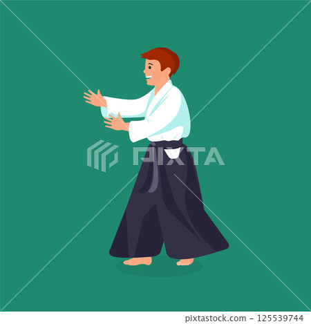 Man is practicing his defending skills in uniform Man is practicing his defending skills in uniform 125539744