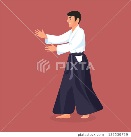Man is practicing his defending skills in uniform Man is practicing his defending skills in uniform 125539759