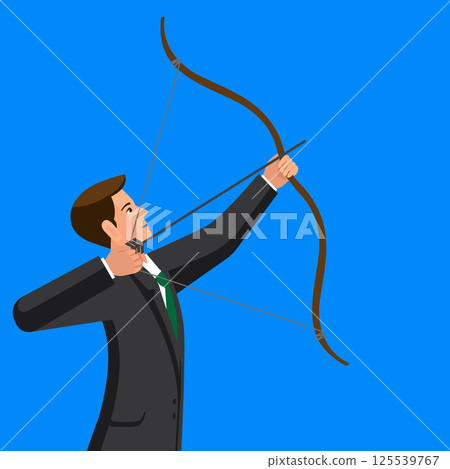 Aiming concept. The man is shooting arrow out 125539767
