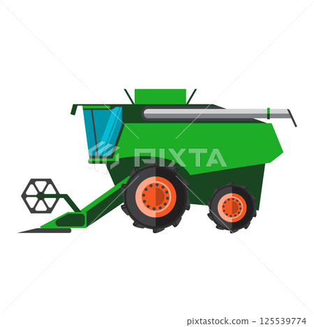 Agricultural combine machine is ready for harvesting on the field 125539774