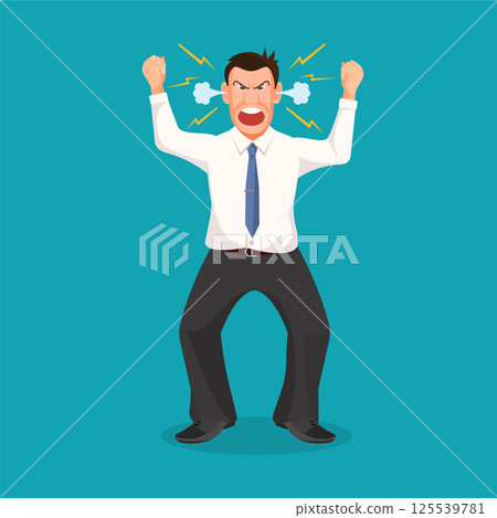 Man full of anger is shouting something with aggression 125539781