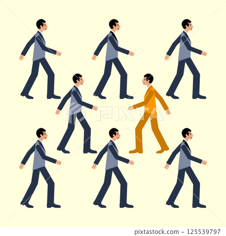 The man is going against common flow 125539797