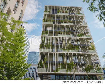 Vienna, Austria, July 19, 2023. Apartment in residential building exterior. Vienna, Austria, July 19, 2023. Apartment in residential building exterior. 125539902