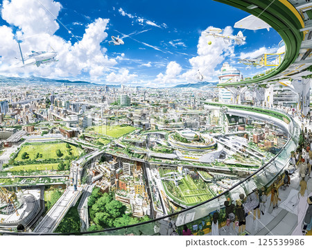 Future city illustration material 125539986