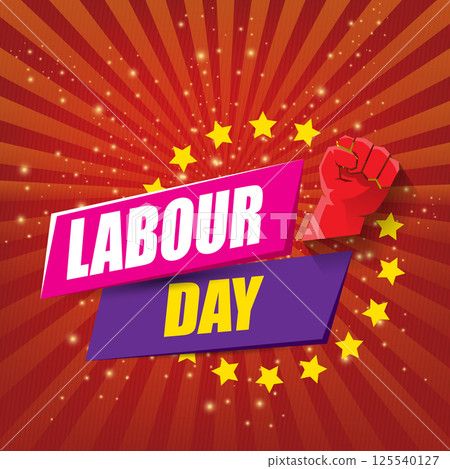 1 may Happy labour day vector label with strong protest fist in the air on vintage red rays background. vector happy labor day background or banner with man hand. workers may day poster 1 may Happy labour day vector label with strong protest fist in the air on vintage red rays background. vector happy labor day background or banner with man hand. workers may day poster 125540127