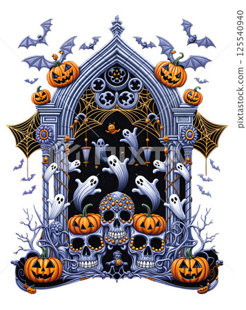 Halloween ghosts with pumpkins2 125540940